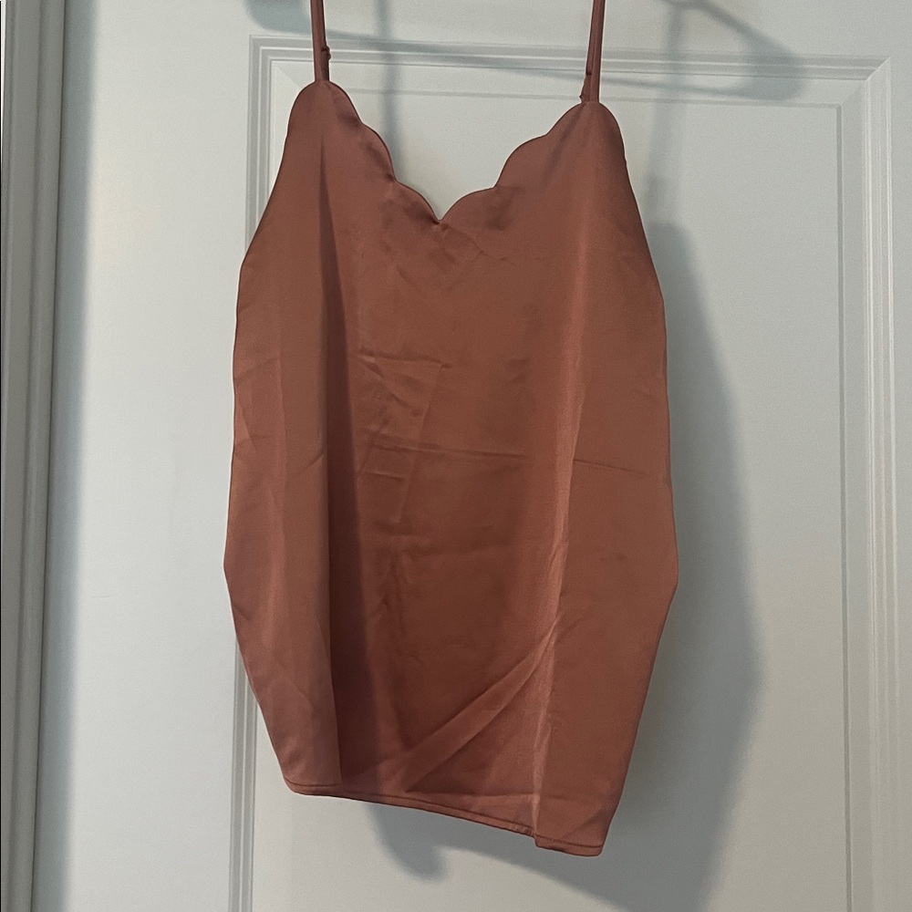 Monteau Terracotta Cami with Scalloped Neckline